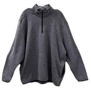 Jack Nicklaus Mens Sweater XXL Gray Black Fleece Lined Quarter Zip Pullover Golf